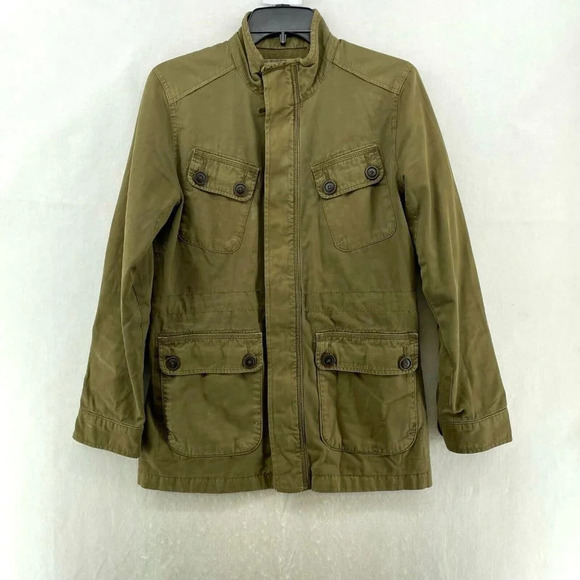 Lucky Brand Jacket Women's Sz XS Olive Green Full Zip Utility Cargo Long Sleeves - Picture 1 of 11